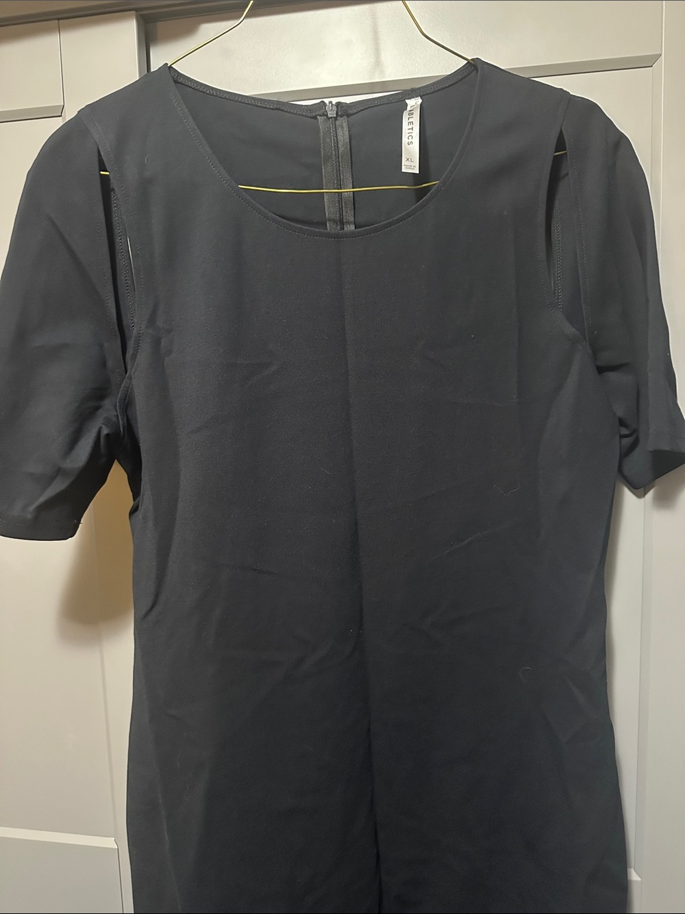 Fabletics Black Midi Dress with Short Sleeves